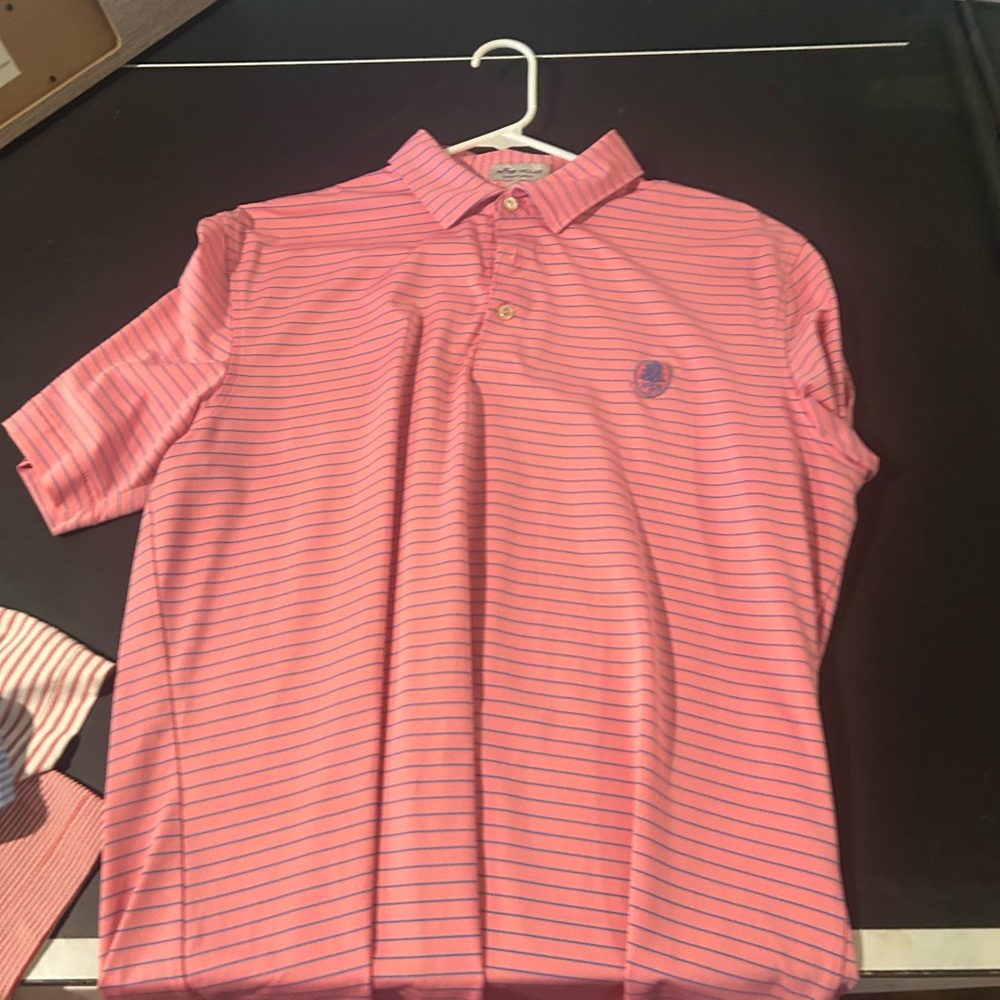 Peter Millar Pink Polo Shirt Classic Stripes